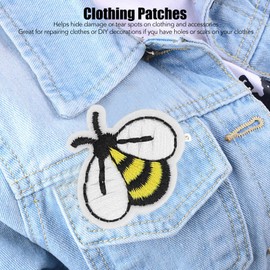 10 Pcs Iron On Patches Sew Iron on Patch Cute Bee Shape Embroidered Patches Applique Patches for Clothing Fabric Jackets Jeans Repair Decor Craft