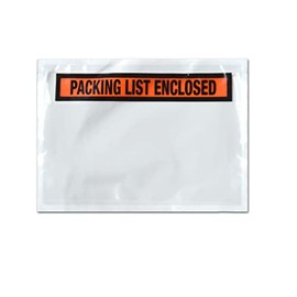 4.5"x6" Packing List Enclosed Envelope 1000/CS Adhesive Bags Front Clear/Orange, Back- White 2 Cases