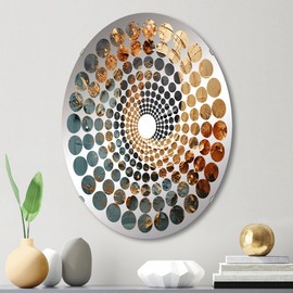Vortex of The Desert Mirage - Abstract Spirals Radial Dot Abstract - 24x36 Inches - Oval Decorative Wall Mirror for Bathroom, Bedroom, Entryway, Living Room, Vanity Room and Modern Décor