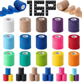 16 Pack Self Adhesive Bandage Wraps,2" X 5 Yards Non-Woven Elastic Cohesive Bandage Wrap, Color Athletic Tape for Wrist, Vet Wrap, Ankle Tape (Multicolour)