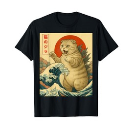 Catzilla Scottish Fold Cat Japanese Art Gifts Men Women Kid T-Shirt