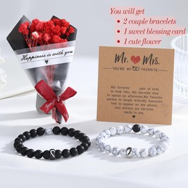 Sahoottie 2Pcs Couples Bracelets Matching Bracelets for Couples Mr and Mrs Gifts His and Hers Gifts Engagement Gifts Matching Couple Gifts Wedding Gifts for Couple Jewellery