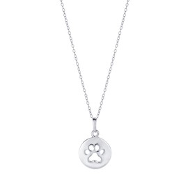 Vanbelle Sterling Silver Jewelry - Rhodium Plated with 925 Stamp - Dog Paw Pendant Necklace - Elegant Handcrafted for Women - Chain 16" long + 2" extender
