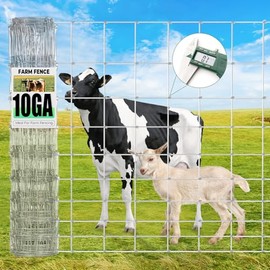 10GA Thickened Heavy Duty Cattle Farm Fence, 4ftx100ft, Cattle Panels for Garden Trellis Fixed-Knot Woven Galvanized High Tensile Wire Fencing, Durable Goat Fence, Ideal for Farm and Field Protection
