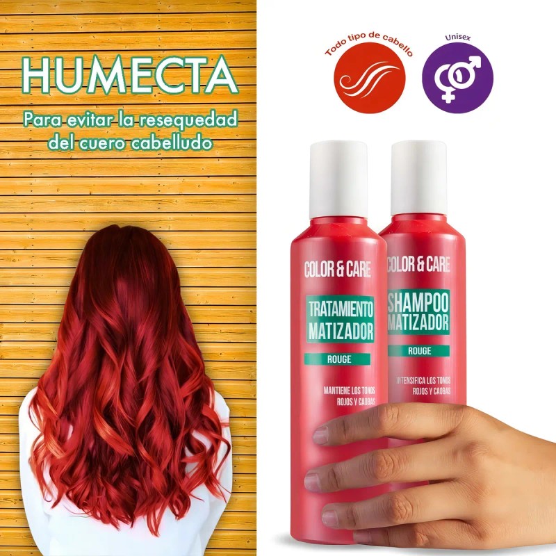Shampoo Matizador Rojo + Tratamiento Con Keratina Nefertiti