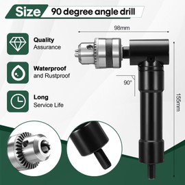 HSEAMALL Right Angle Drill Attachment, 90-Degree Chuck, 1-10mm Range, 8mm Hex Shank