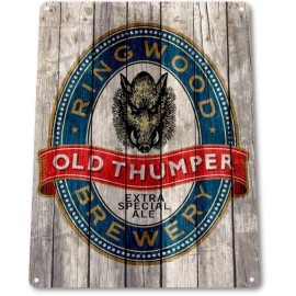Old Thumper Ringwood Brewery Beer Retro Bar Man Cave Wall Decor Metal Tin Sign