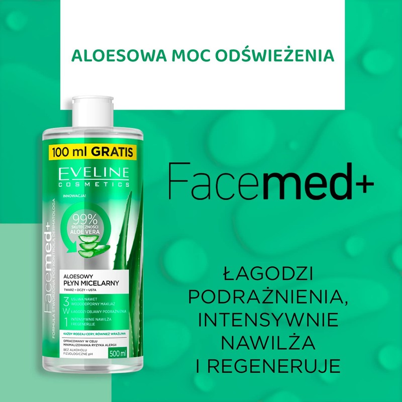 Eveline Facemed+ Aloe Vera Make-Up Remover Alcohol-Free 500 ml (400