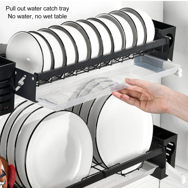 Kitchen Wall Mounted Tableware Holder Drain No Punching Drainage Flatware