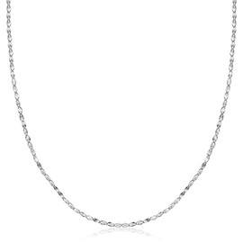 PORI JEWELERS 14K Solid Gold 2.0MM Diamond Cut Mirror Chain Necklace -Choose Your Color - Unisex Sizes 16"-30" (White, 18)