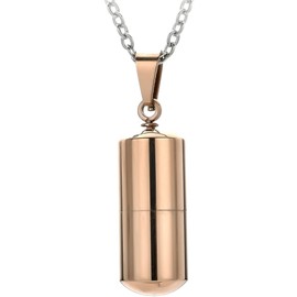 Jude Jewelers Collar con colgante de cápsula de acero inoxidable, píldora de medicina para fiesta de cóctel, Metal, Circonia cúbica