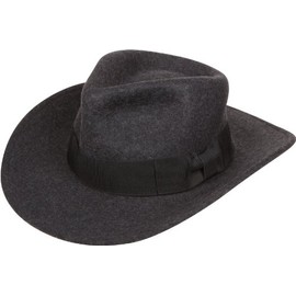 Sakkas 10EH Flynn Grosgrain Bow Wide Brim Wool Fedora - Charcoal - S/M