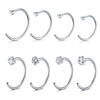 WillTen 8Pcs Silberne Nasenringe Fake Nose Ring Hoop, 18G 20G
