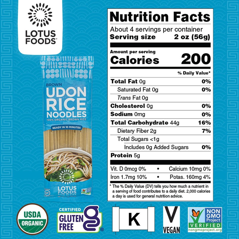 Lotus Foods Organic Brown Udon Rice Noodles - Gluten Free