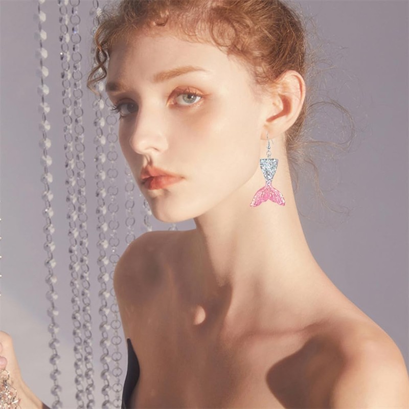 CHUNYANAN Unique Elegant Colorful Princess Mermaid Dangle Drop Earrings for