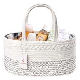 Organizador de pañales de lujo, tamaño grande, con cuerda de algodón para cambiador, contenedor de almacenamiento de guardería con divisor extraíble, regalos de bebé recién nacido para baby shower y