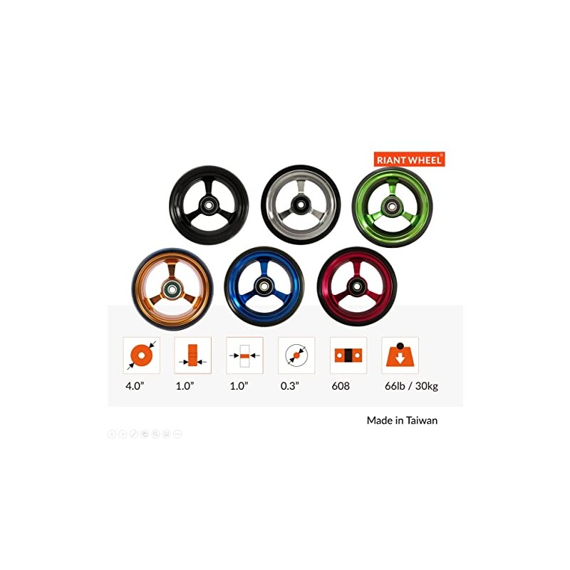 RIANTWHEEL, 4 X 1.0 inch, Solid, PU Wheels, Wheelchair Casters,