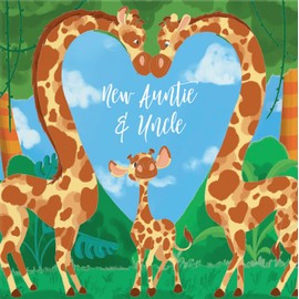 Hunts England - New Auntie & Uncle Congratulations New Baby Card - Cute Giraffes New Baby Card - Newborn - Boy - Girl - New Niece - Nephew Card - Jungle Collection