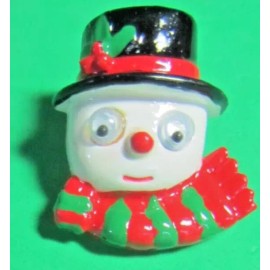(1) JHB 1" HOLLY BERRY TOP HAT GOOGLY EYES SNOWMAN PLASTIC SHANK BUTTON NOS-T649