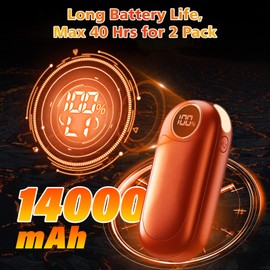 Hand Warmers Rechargeable 2 Pack, Electric Hand Warmer 14000mAh, 20Hrs Warmth Dual-Sided Reusable Hand Warmers Heat Up to 131℉, Pocket Heater Portable Handwarmers for Raynauds, Hunting, Golf, Camping
