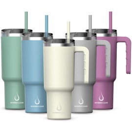 Hydroclear Stainless Steel Tumbler With Lifestyle Design - 40oz Tumbler With Handle - Double Wall Tumbler Vacuum Insulated - Leak Proof Tumbler For Men & Women (White)