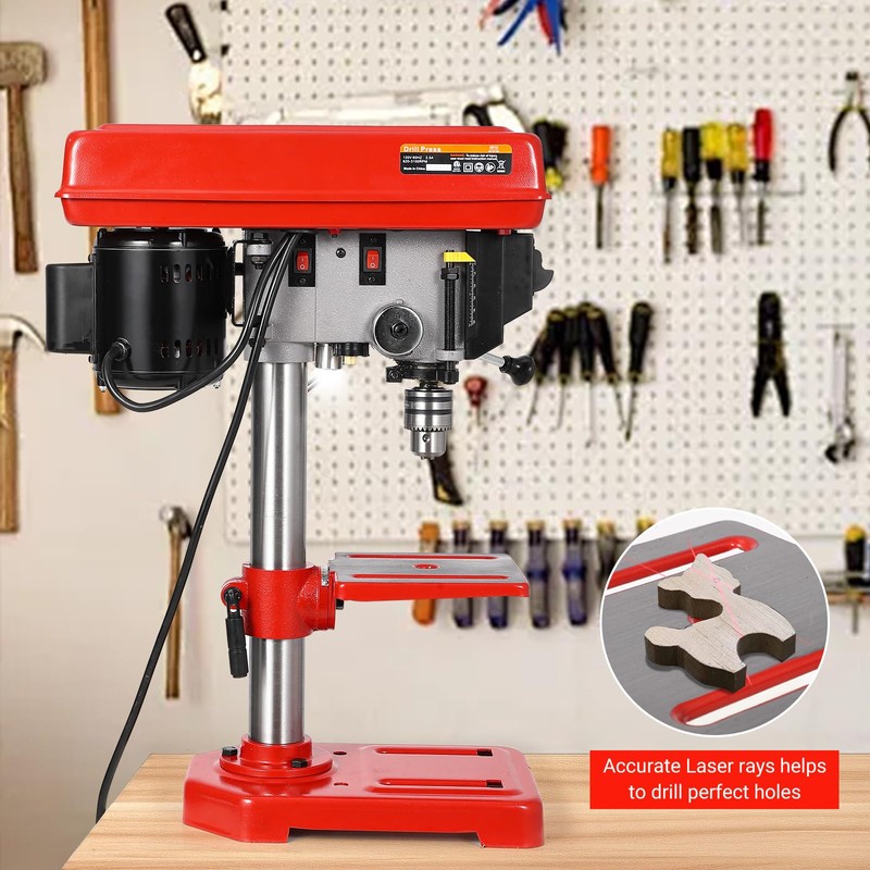 8" Benchtop Drill Press, Laser Ray (Class II Max. 1mW),