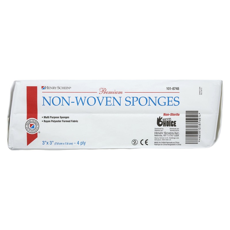 Henry Schein Premium Gauze, Rayon/Polyester Blend Non-Woven Sponges, 3 in