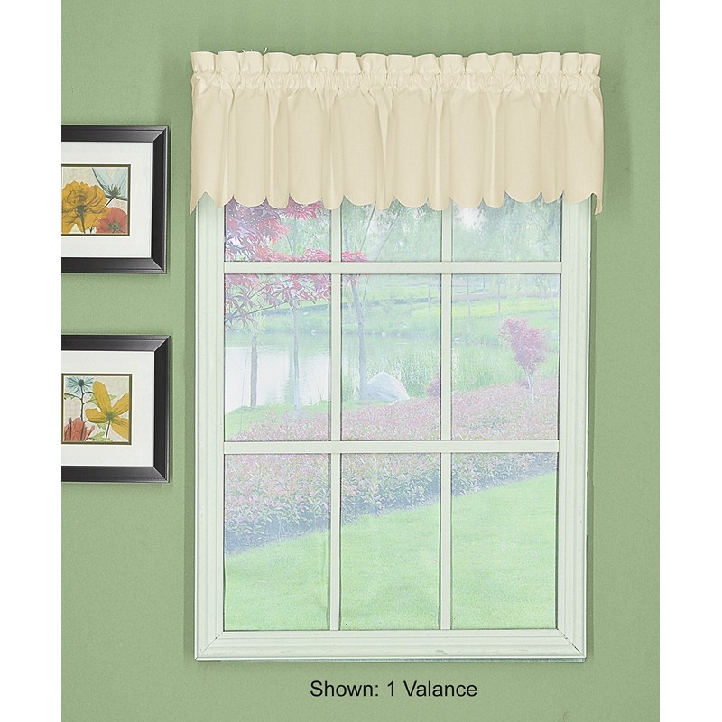 Today's Curtain, Orleans Scallop Curtain, Ecru Valance, 60" W x