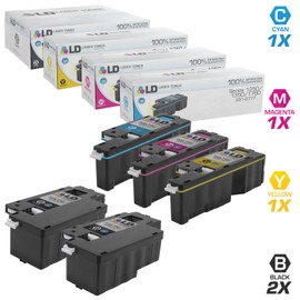 LD Products Compatible Toner Cartridge Replacement for Dell Color Laser C1760nw, C1765nf, C1765nfw, 1250C, 1350cnw, 1355cn, 1355cnw High Yield (2 Black, 1 Cyan, 1 Magenta, 1 Yellow, 5-Pack)