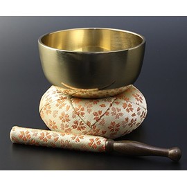 京仏壇はやし モダン仏具 日和 (ひより) りんセット フッ素加工 2.5寸 (直径 約8cm) ／ ピンク 日本製 おりん 布団 リン棒 リン リンセット 仏具りん／ ピンク