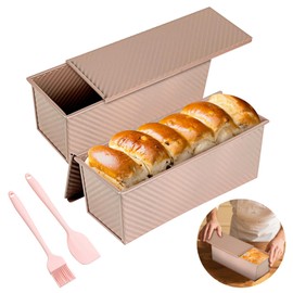 Adando Pullman Loaf Pan with Lid: 13x4 | 2.2lb Carbon Steel Nonstick Bread Pan for Oven Baking - Perfect Homemade Sourdough and Sandwich Bread - Essential for Home Bakers Family Kitchen