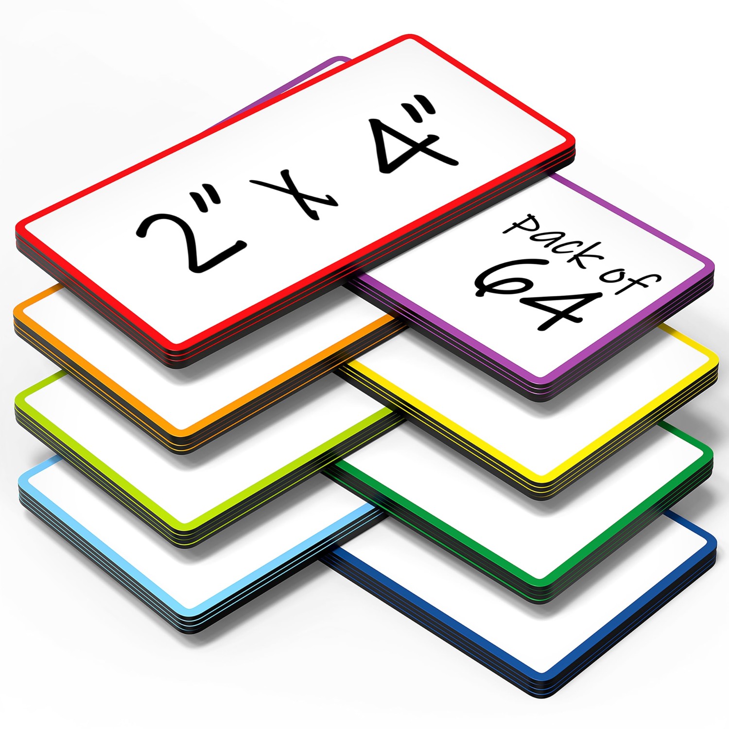 64 Pack Dry Erase Magnetic Labels 2x4 in - Magnetic Name Tags for ...