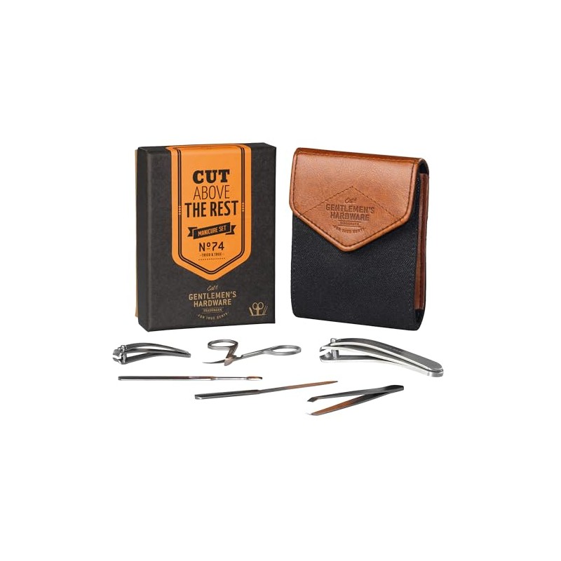 Gentlemen's Hardware - 6-Piece Stainless Steel Manicure Set in Canvas