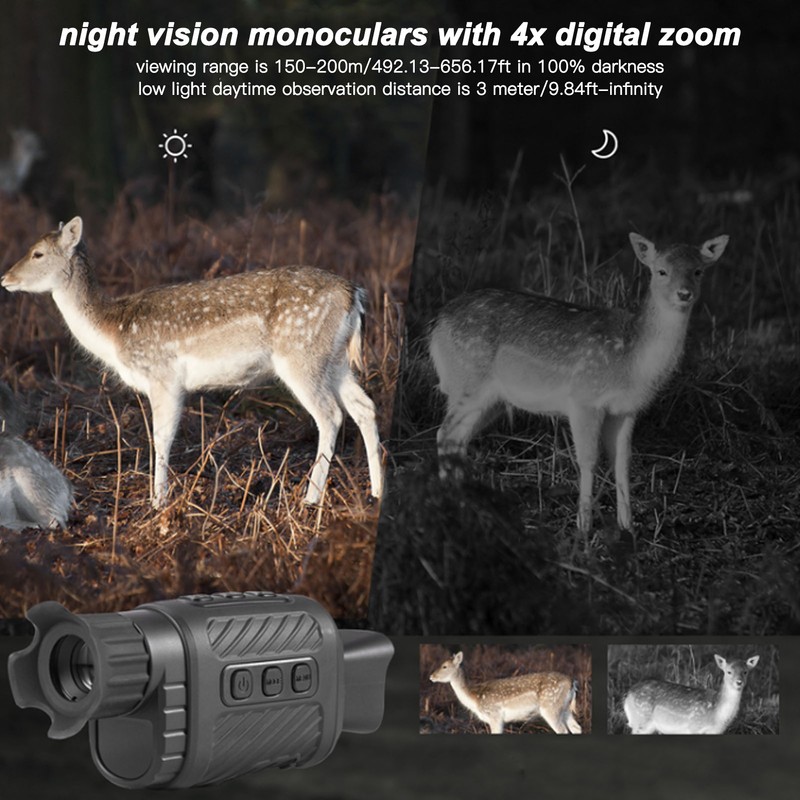 Multifunction Digital Night Vision Monocular 4X Portable Infrared Monocular with