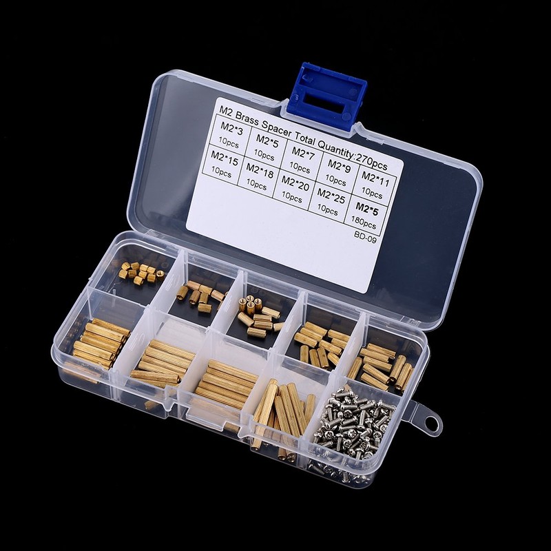 M2 Standoff, Female Brass Cylindrical Thread Standoff with Stainless Steel