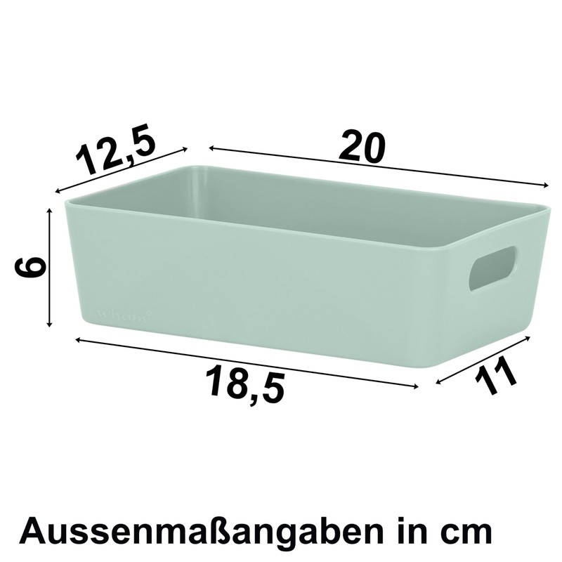 12 x Organiser Boxes, 6 cm High, Silver Green, 20