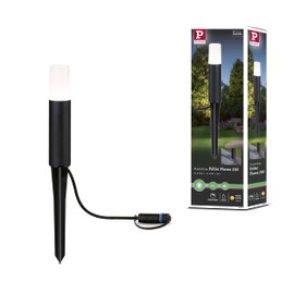 Paulmann 94533 Plug & Shine LED Outdoor Light Bollard Light Flarea IP65 200 mm Warm White Including 1 x 3.6 Watt Dimmable Black Metal 3000 K
