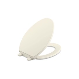 KOHLER K-4774-96 Brevia Elongated Toilet Seat with Quick-Release Hinges and Quick-Attach Hardware for Easy Clean in Biscuit