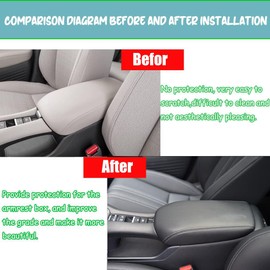 Great-luck Leather Center Console Cover Armrest Pad Protector Armrest Box Cover Accessories Keep Your Armrest in a More Comfortable Feeling(Black Stitches) for Honda HR-V/HRV(2023 2024)