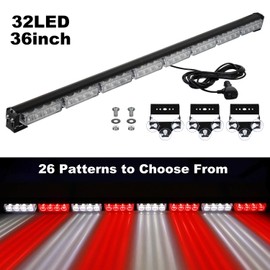 ASPL 36" 32LED Traffic Advisor Light Bar Warning Emergency Strobe Light Bar Directional Flashing Emergency Caution Lighting Led Safety Lights with 16 ft Straight Cord (Red/White)