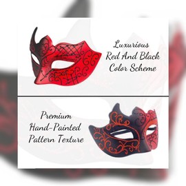 Axvxby Venetian Masks, Carnival Masquerade Mask Cosplay Carnival Party Costume Carnival Mask (Black Red)