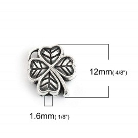 20 Pc Four Leaf Clover 10mm Antiqued Silver Plated Spacer Beads B5242 - for Pendant Bracelet Jewelry Making - Charm Crazy