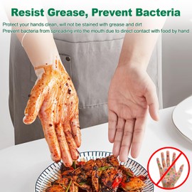 Disposable Vinyl Gloves 5 mil, 9.05″ Clear Plastic Glove, Sterile, Tear/Chemical Resistant, Latex and Powder Free, Anti Static, Food Safe Gloves Disposable Used for Food Prep/Service/Cooking, 100 pcs