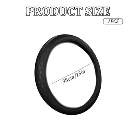 Steering Wheel Covers, Leather Car Steering Wheel Cover 15 Inch, Universal Fit 38cm Black， Non-Slip Grip for Enhanced Control, Car steering wheel cover