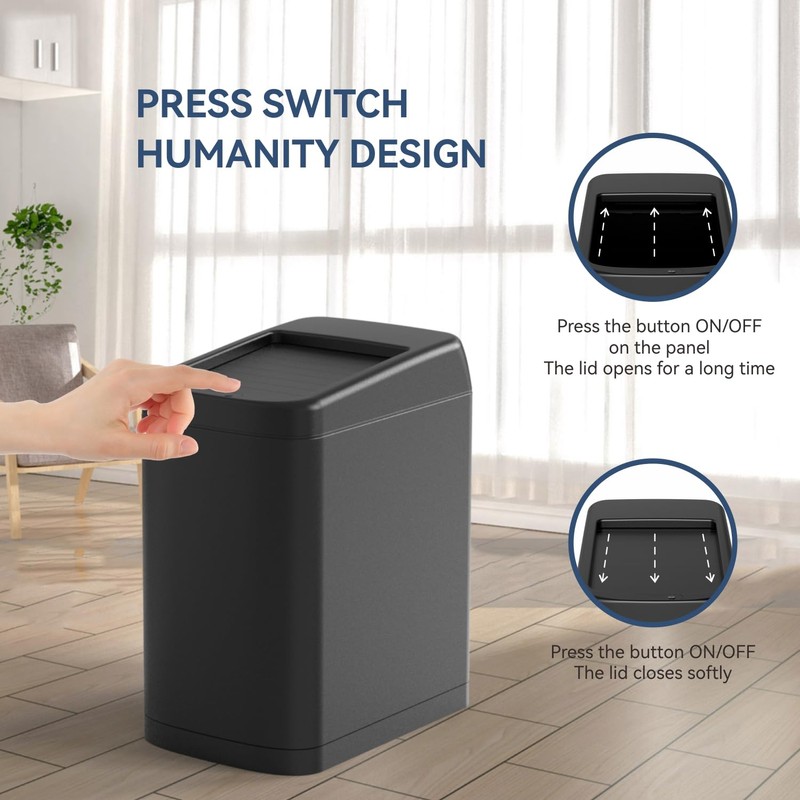 ELLO&ALLO Garbage Can 13 Gallon 50 Liter Kitchen Motion Sensor