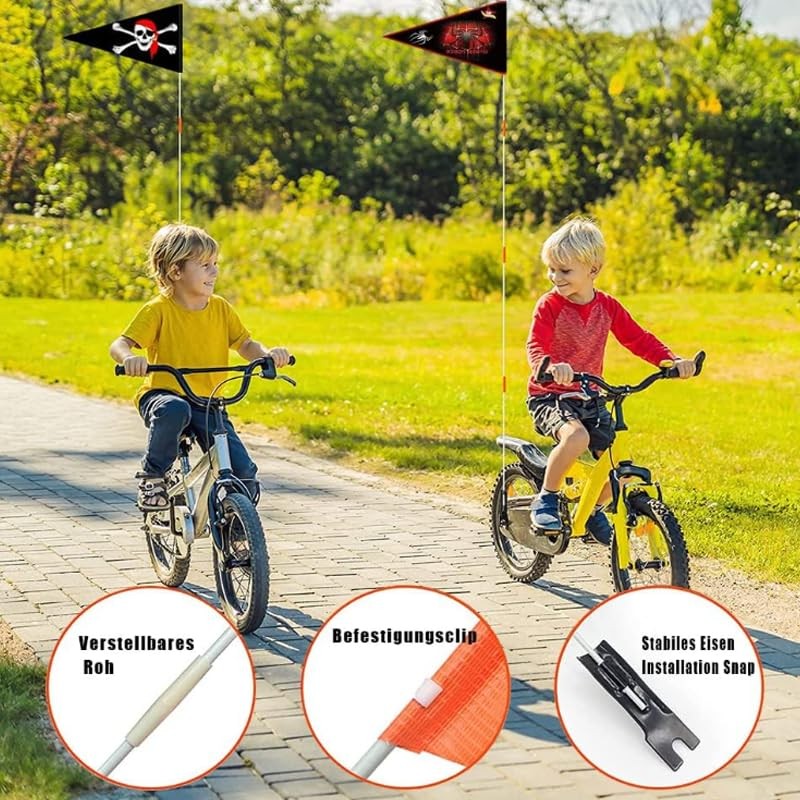 YUZHEDM Pack of 3 Reflective Bicycle Flag Bicycle Safety Flags