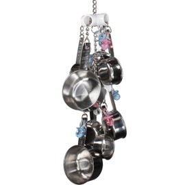 Bonka Bird Toys Clacker Colorful Durable Stainless Steel Pullable Parrot Macaw African Grey Cockatoo (Double Clacker, White)