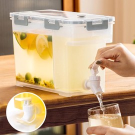 Dispensador de Bebidas, Vitrolero de Plastico, Dispensador de Agua para Refrigerador, Jarra de Agua Con Grifo y Tapa, Contenedor de Agua de Plástico para Zumos de Frutas y Bebidas Frías(3.5L Gris)