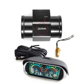 ZHSYMX 2 en 1 - Medidor LCD para coche, voltaje digital, temperatura del agua, medidor de combustible, instrumento universal, 9-36 V, para automóvil, automóvil, con adaptador de sensor de radiador,