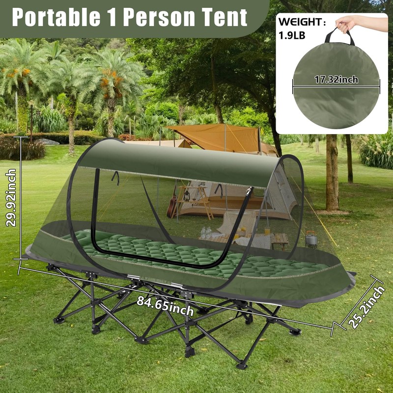Pop-Up Mosquito Tent for Camping, 1 Person Bug Net Cot